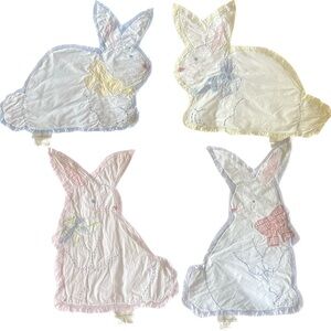 Pottery Barn Kids set of four easter bunny with bows gingham plaid placemats